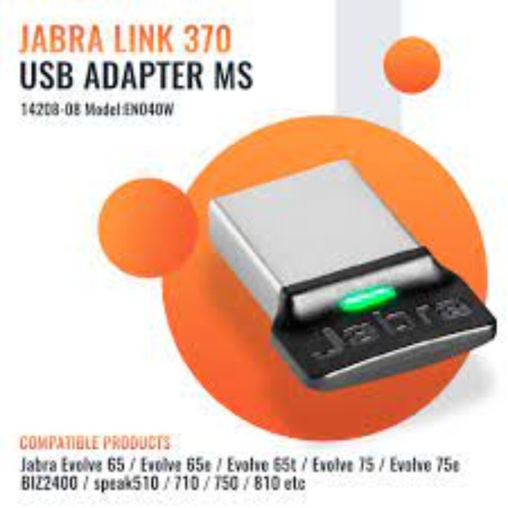 Jabra Link 370 MS USB Adapter Dongle END040W Microsoft Certified 14208-08